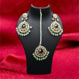 Polki Tika Earrings Green