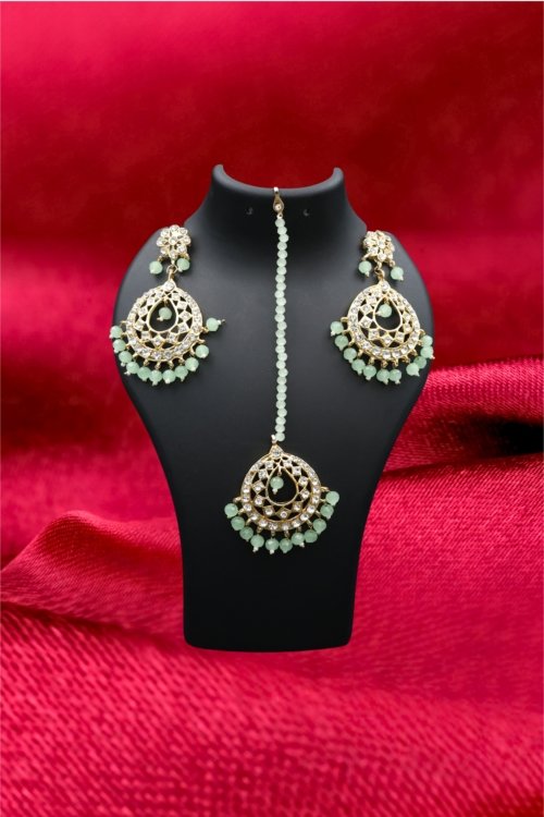 Polki Tika Earrings Green