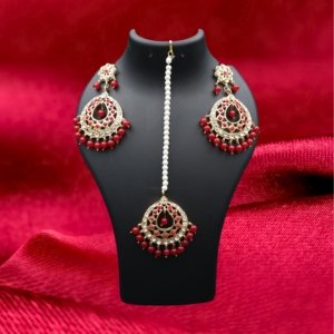 Polki Tika Earrings Red
