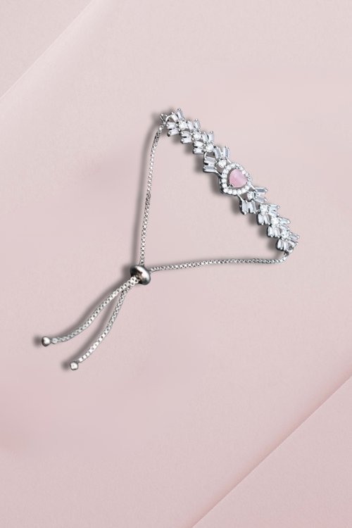 Pink Heart AD Chain Bracelet
