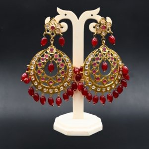 Red Chandbali Earrings