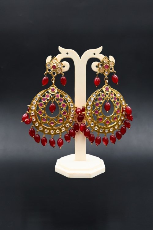 Red Chandbali Earrings