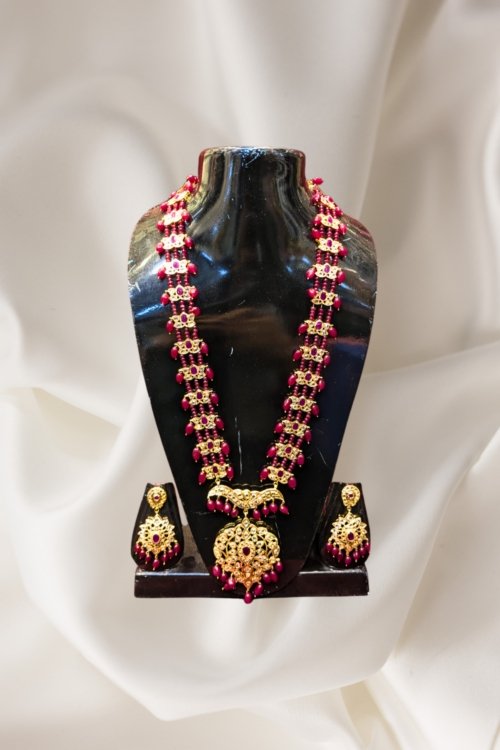Red Polki Rani Haar Set