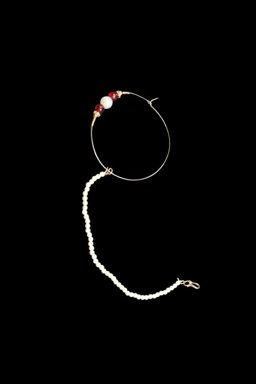 Pearl Chain Nath with Red Accents