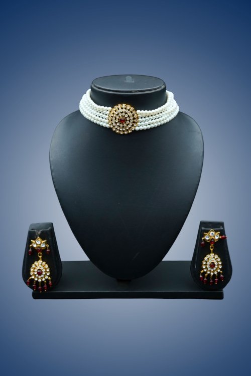 Ruhani Red Pearl Choker Set