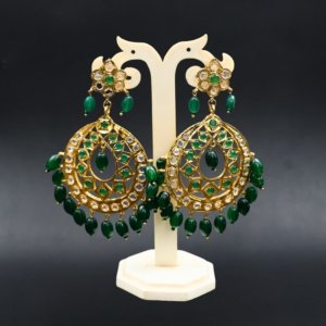 Green Chandbali Earrings