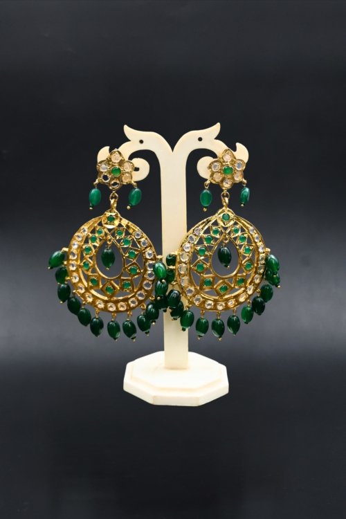 Green Chandbali Earrings