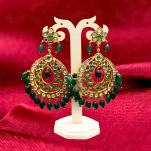 Green Chandbali Earrings
