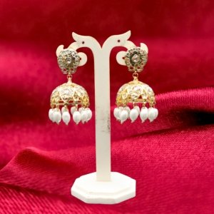 White Pearl Jhumka Earrings