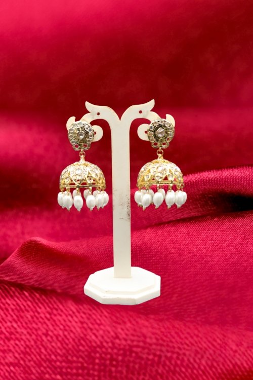 White Pearl Jhumka Earrings