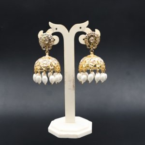 White Pearl Jhumka Earrings