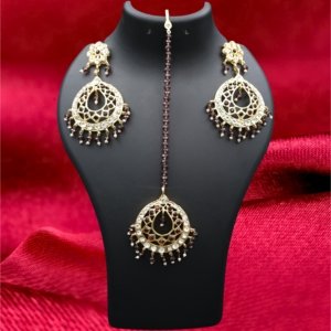 Polki Tika Earrings Maroon