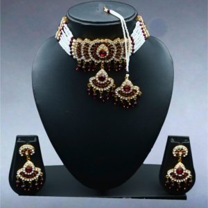 Gulnaar Ruby Pearl Choker Set