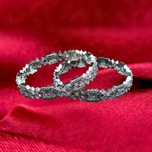 Classic White AD Floral Bangles