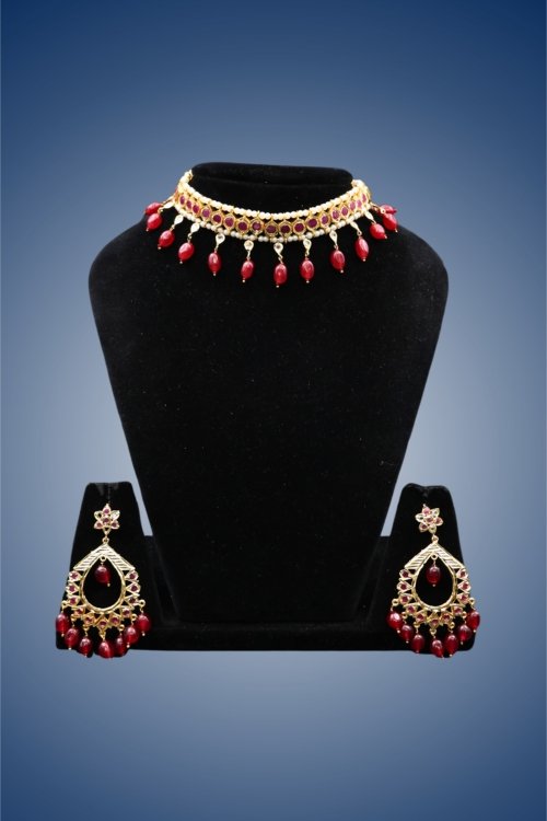 Barfi Red Stone Choker Set