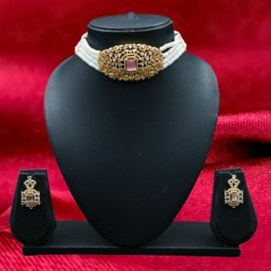Pearl Choker Set Pink