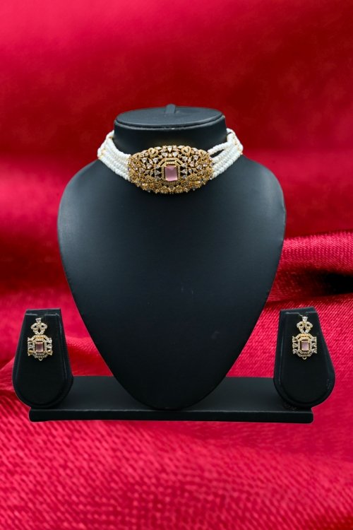Pearl Choker Set Pink