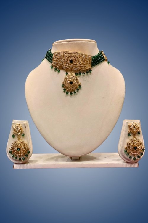 Emerald Drop Polki Choker Set