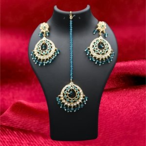 Polki Tika Earrings Blue