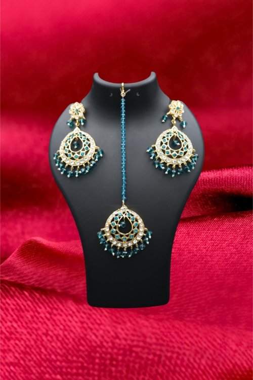 Polki Tika Earrings Blue
