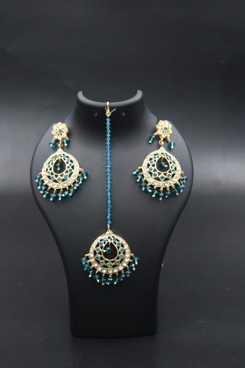 Polki Tika Earrings Blue - Image 2