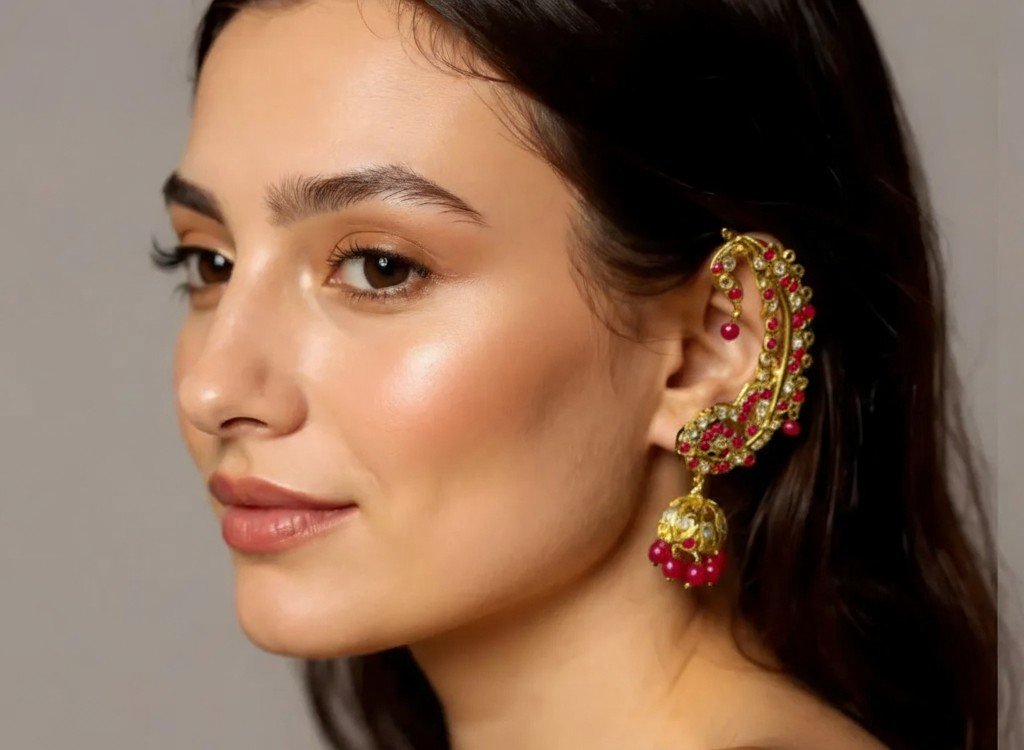 Peacock Design Earrings Red - Image 2